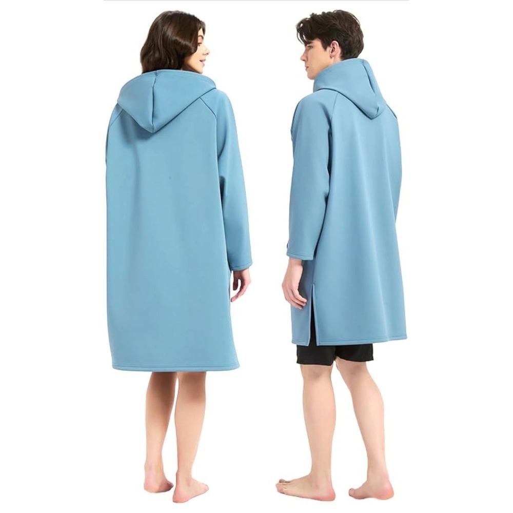 Yinayman Unisex Oversized Swim Parka Waterproof Fleece Lined Changing Robe Blue - Picture 2 of 6